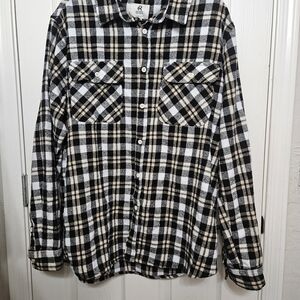 Black and White Plaid Button-Up Shirt
